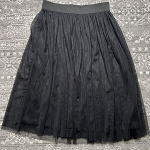 Janet Chung Black Midi Tulle Skirt Medium Elastic Waist Whimsygoth Dark Fairy